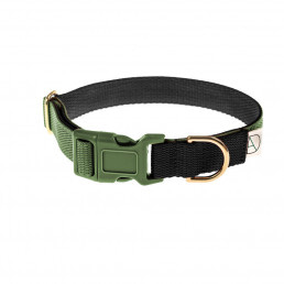 black dog collar / green dog collar