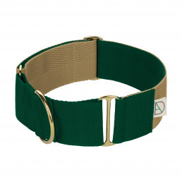 beige dog collar / green dog collar