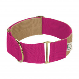 beige dog collar / cerise dog collar / pink dog collar