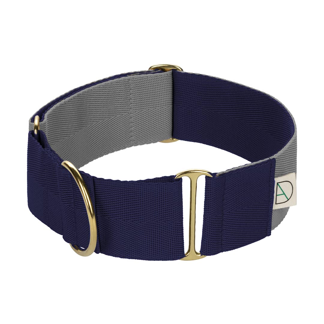 grewy dog collar / navy dog collar / blue dog collar