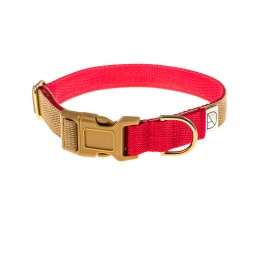 doggie apparel beige & red dog collar