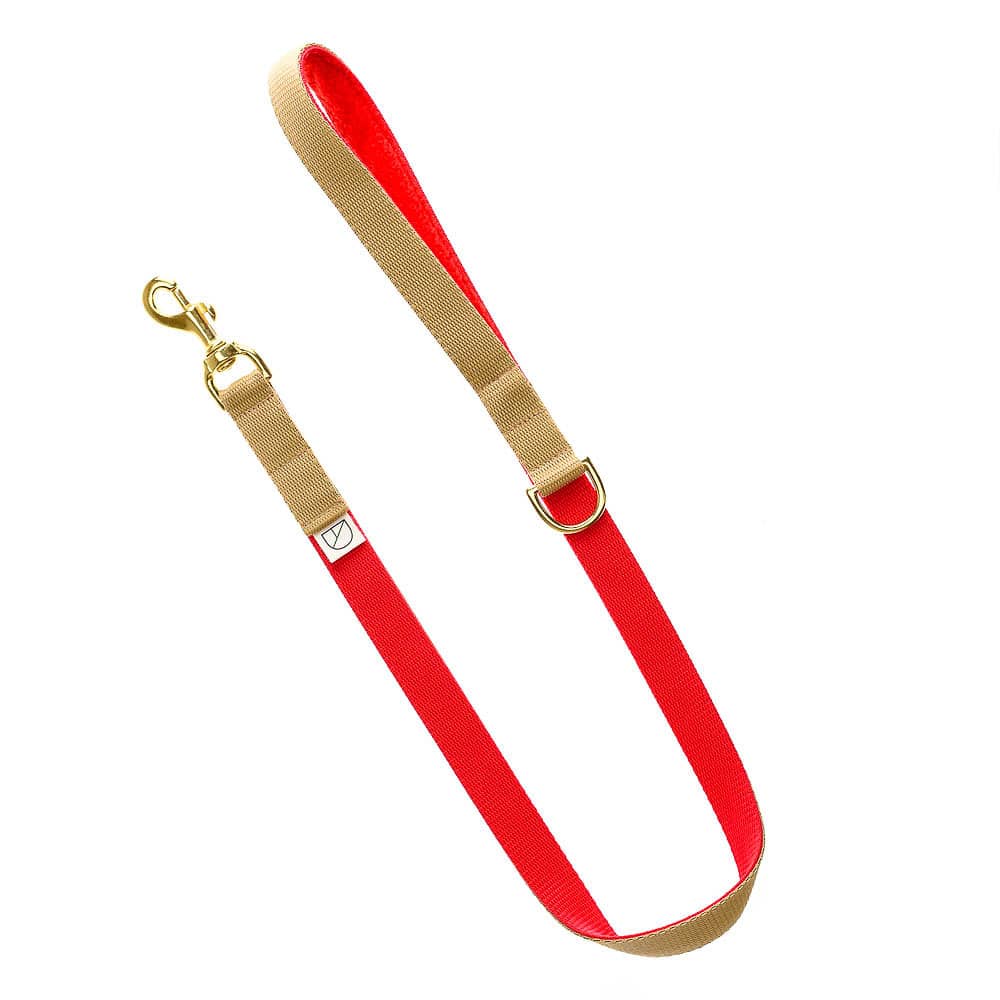 Luxury Dog Lead 'Lonsdale' Beige & Red | Doggie Apparel | Dog Product